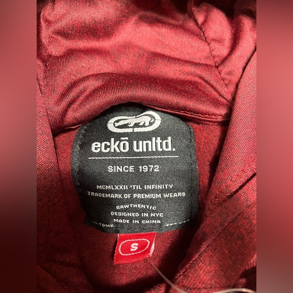 Ecko Unltd Men's Dark Red Hoodie Small Rhino Logo Maroon Pullover NWT MSRP $58 - Picture 3 of 7